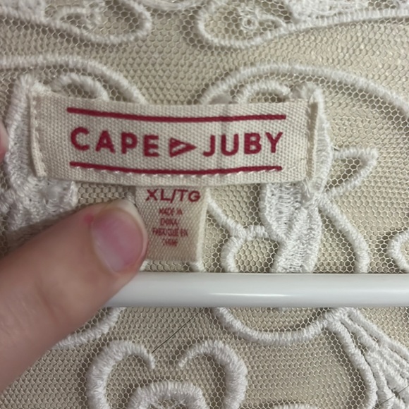 CAPE JUBY Cardigan Sweater Womens Longer Length Open Front Gray Lace Detail XL - Picture 2 of 3